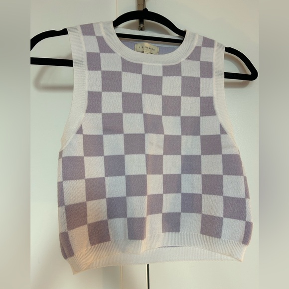 La Hearts Sweaters - NWT L.A. Hearts purple and white checked sweater tank/vest